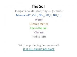 The Soil Inorganic solids sand clay carrier Minerals