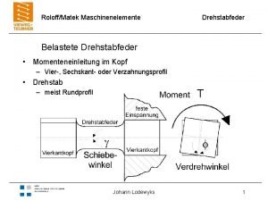 RoloffMatek Maschinenelemente Drehstabfeder Belastete Drehstabfeder Momenteneinleitung im Kopf