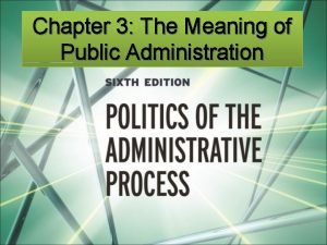 Chapter 3 The Meaning of Public Administration Public