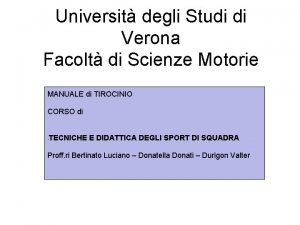 Universit degli Studi di Verona Facolt di Scienze