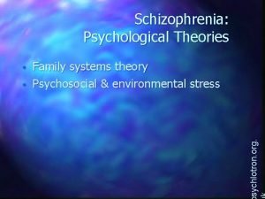 Schizophrenia Psychological Theories Family systems theory Psychosocial environmental