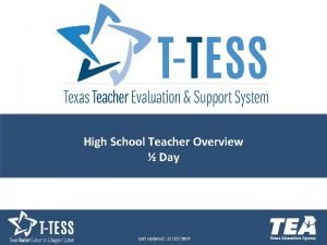 High School Teacher Overview Day Last Updated 11152016