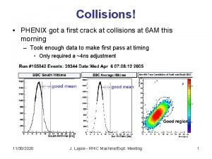 Collisions PHENIX got a first crack at collisions Collisions PHENIX got a first crack at collisions