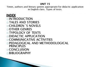 Topic 15 periods authors and genres Topic 15 periods authors and genres