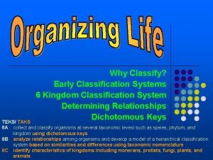 Why Classify Early Classification Systems 6 Kingdom Classification