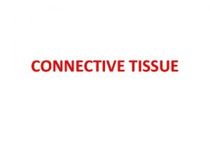 CONNECTIVE TISSUE CONNECTIVE TISSUE Connective tissue is one