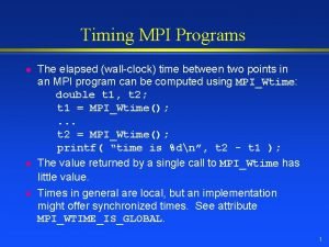 Program timing