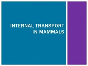 INTERNAL TRANSPORT IN MAMMALS INTERNAL TRANSPORT IN MAMMALS