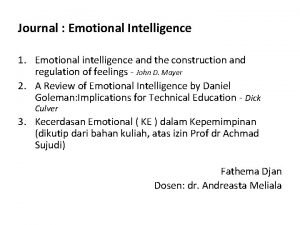 Emotional intelligence journal