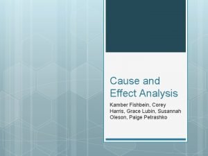 Cause and Effect Analysis Kamber Fishbein Corey Harris