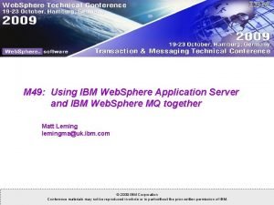 M 49 Using IBM Web Sphere Application Server