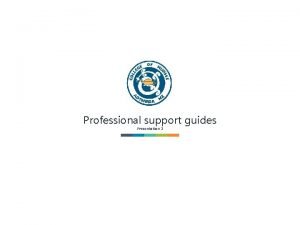 Professional support guides Presentation 2 The Support guides