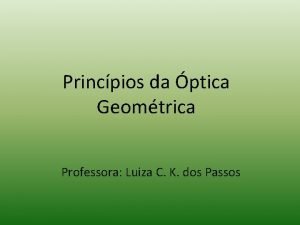 Princpios da ptica Geomtrica Professora Luiza C K