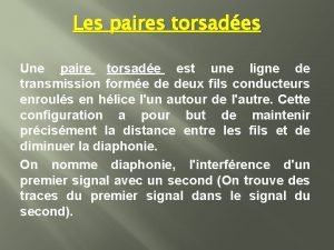 Les types de cable paire torsadée