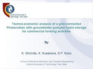 Technoeconomic analysis of a gridconnected Photovoltaic with groundwater