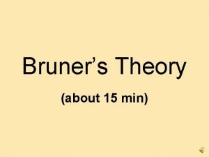 Bruners Theory about 15 min Jerome Bruner Goal