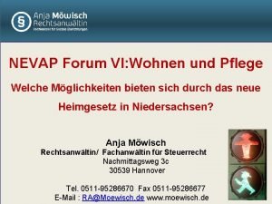 NEVAP Forum VI Wohnen und Pflege Welche Mglichkeiten