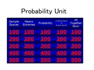 Probability Unit Independent or Dependent All Together Now