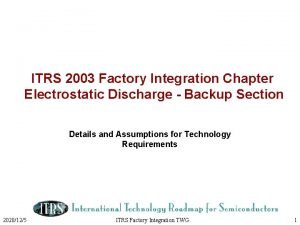 ITRS 2003 Factory Integration Chapter Electrostatic Discharge Backup