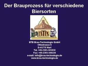 Der Brauprozess fr verschiedene Biersorten BTB BrauTechnologie Gmb