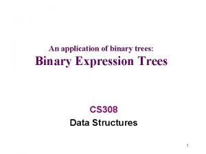 An application of binary trees Binary Expression Trees