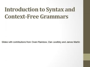Syntax and grammar