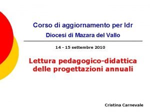 Corso di aggiornamento per Idr Diocesi di Mazara