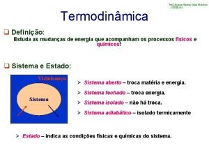 Prof Antonio Guerra Aline Monteiro CEFETRJ Termodinmica q