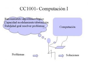 CC 1001 Computacin I Razonamiento algortmicolgico Capacidad modelamientoabstraccin