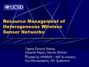 Resource Management of Heterogeneous Wireless Sensor Networks Tajana