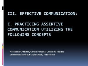 Assertive communication ppt