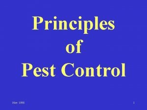 Principles of pest control