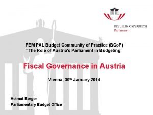 PEM PAL Budget Community of Practice BCo P
