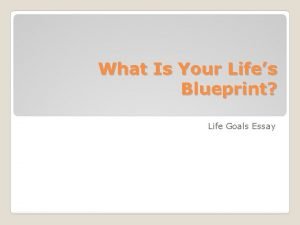 What is your life blueprint essay
