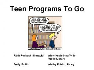 Teen Programs To Go Faith Roebuck Shergold WhitchurchStouffville