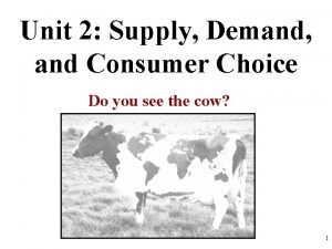 Unit 2 Supply Demand and Consumer Choice Do