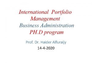 International business portfolio management