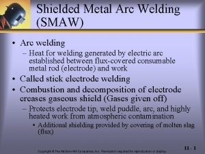 Shielded Metal Arc Welding SMAW Arc welding Heat