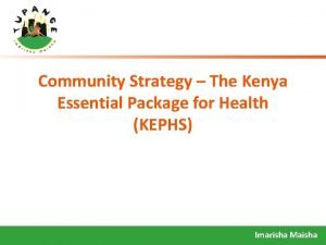 Kenya high priority health packages