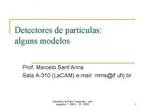 Detectores de partculas alguns modelos Prof Marcelo SantAnna