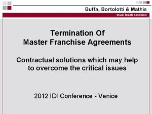 Termination Of Master Franchise Agreements Contractual solutions which