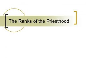 Ranks in the church