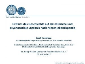 Einfluss des Geschlechts auf das klinische und psychosoziale