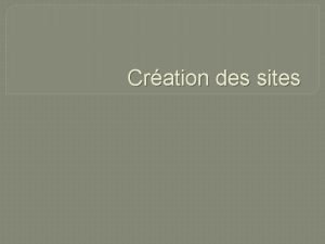 Cration des sites TP cration site dynamique Crer