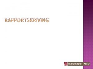 Rapport innledning