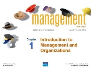 Management robbins chapter 1 ppt