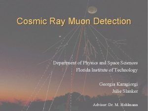 Cosmic Ray Muon Detection Department of Physics and