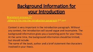 Background information in introduction example