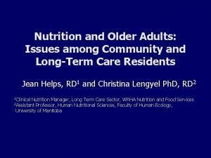 Nutrition and Older Adults Issues among Community and