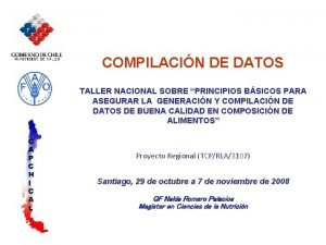 COMPILACIN DE DATOS TALLER NACIONAL SOBRE PRINCIPIOS BSICOS